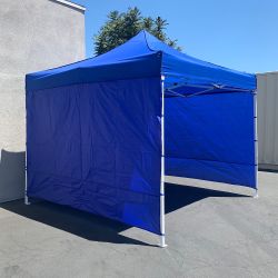 $129 (New) Heavy duty white 10x10 ft canopy with 3 sidewalls ez popup outdoor gazebo, carry bag