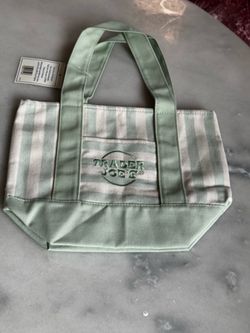 Trader Joe’s 2026 Limited Edition Sage Green Striped Mini Canvas Tote – NEW WITH TAGS 🌿