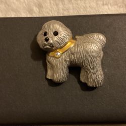 Silver Small Dog Brooch With Crystal Eyes And Collar…brand Name