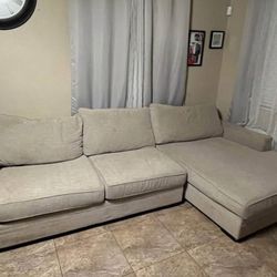 Tan Cloth Sectional Couch 