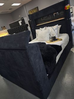 🌟Queen, King Light Up Fireplace TV Pop Up Bed Frame 💥 Furniture Sectionals Avail