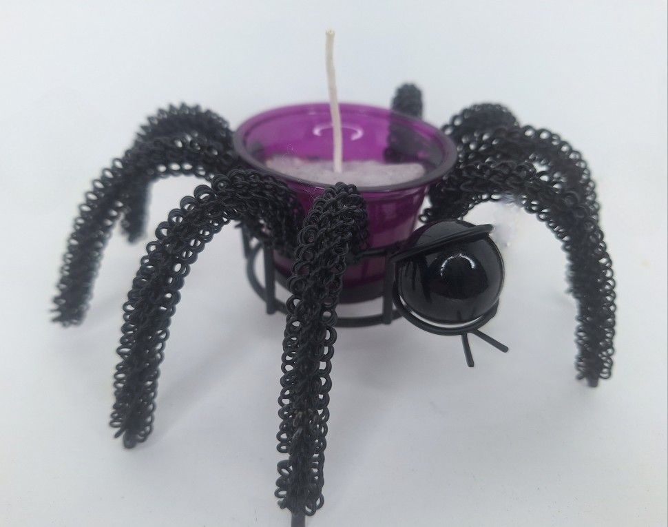 Black Metal Spider Candle Holder