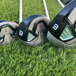 Women’s LEFT-handed Wilson Profile SGI Driver, 5 Hybrid Fairway Wood and 5 Woodwith Head Covers 