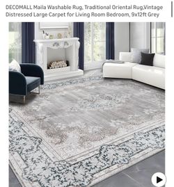 Washable Rug 9 X 12FT Grey 