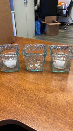Glass candle holders w/ glass holders