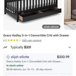 Baby crib with changing Table and Mattress