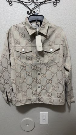 Gucci GG Monogram Denim Jacket M / L– Beige/Cream Designer Jacket