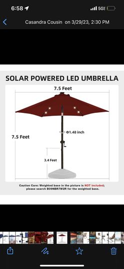  Umbrella With Solar Powerd Lights 