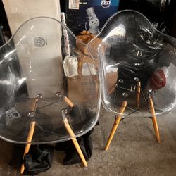 Two Acrylic Wooden Chairs