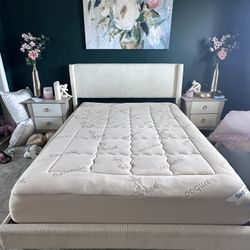 Full Size Mattress With Cream Bed frame 