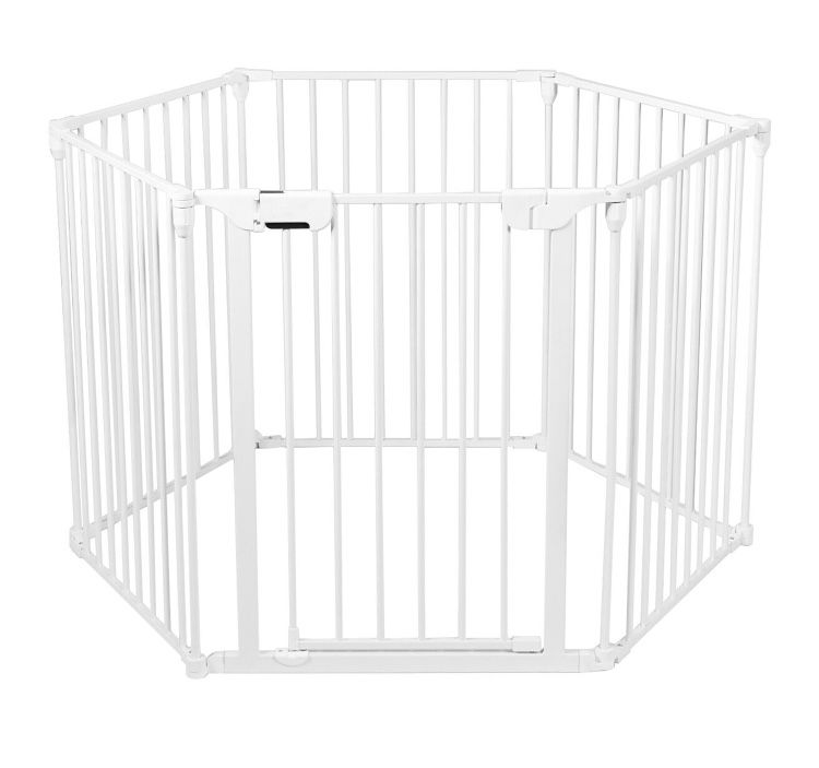  6 Panel Baby Safe Metal Gate Play Yard Barrier Pet Fence Adjustable