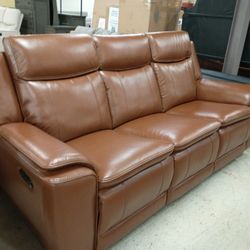 Ataris Brown Leather Sofa & Loveseat