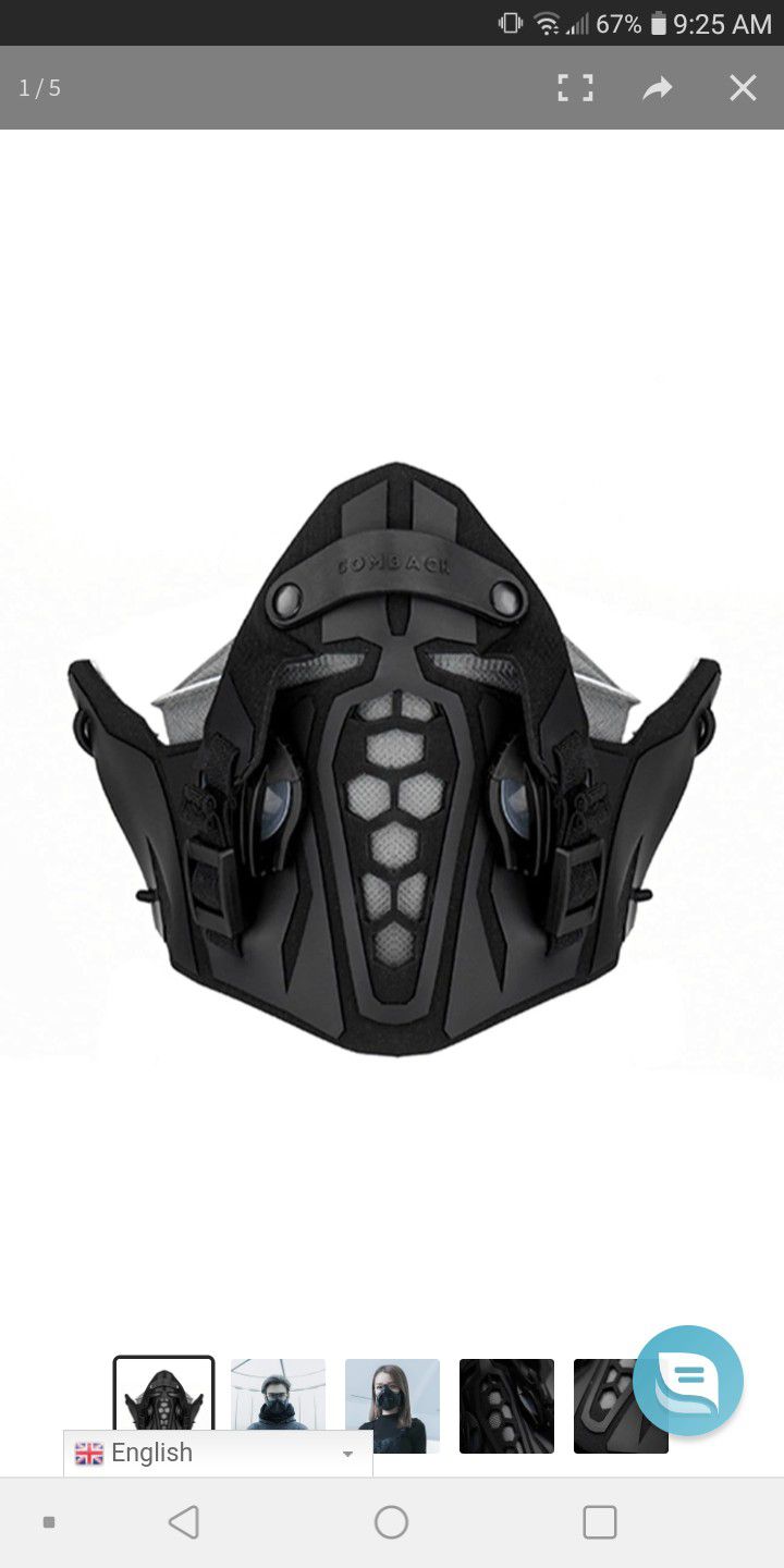 Nev Studio Cyber Punk Technologies Ventilation Face Mask With Extra Filters Blk