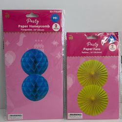 Party Paper Fans Or Honeycomb Party Supplies Decor