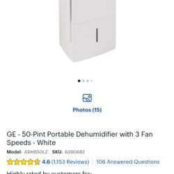 GE - 50-Pint Portable Dehumidifier - White $175