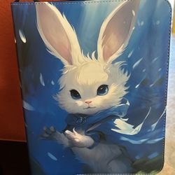 New Whimsical White Rabbit Zippered Trading Card Binder