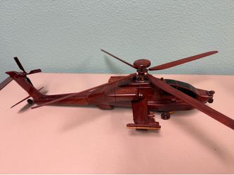 Handcrafted Mahogany Apache helicopter model