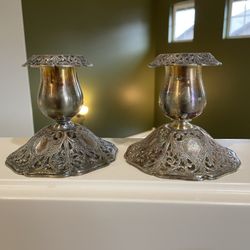 Vintage Forbes Silver Co. Ornate Candle Holders – Pair