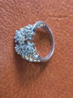 Silver Cluster Stone Cocktail Ring