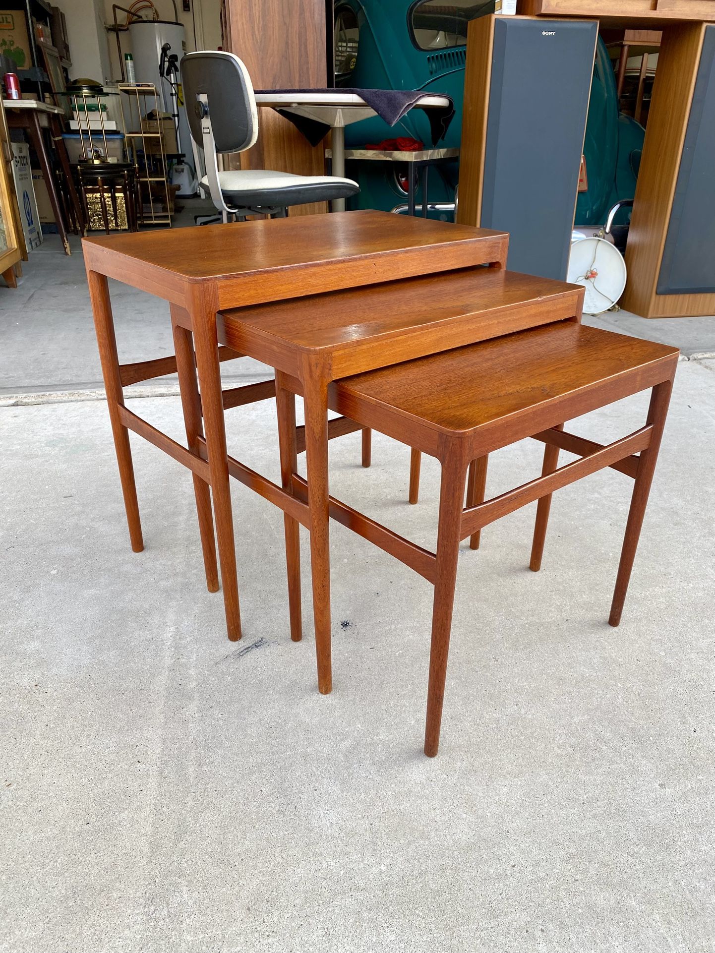 ICONIC Vintage Hans J. Wegner AT-40 Teak Nesting Tables | Danish Modern