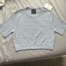 Givenchy Baby Blue Crop Top Sweater