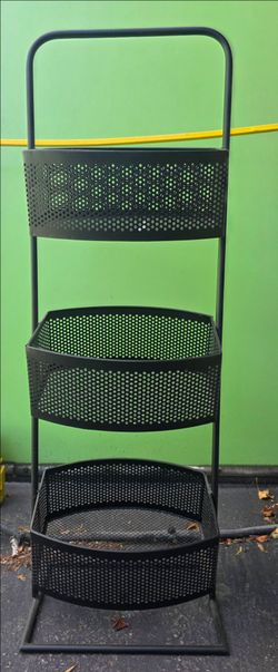3-Tier Black Metal Basket Stand