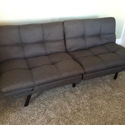 Grey Polyester Convertible Futon Bed