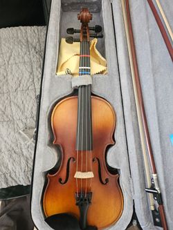 violaMendini by Cecilio 13 Inch Solid Wood Viola Set, Natural Varnish
Hand Carved Viola Kit for Beginners, with Hard Case, Bow, Rosin, Viola Bridge, E