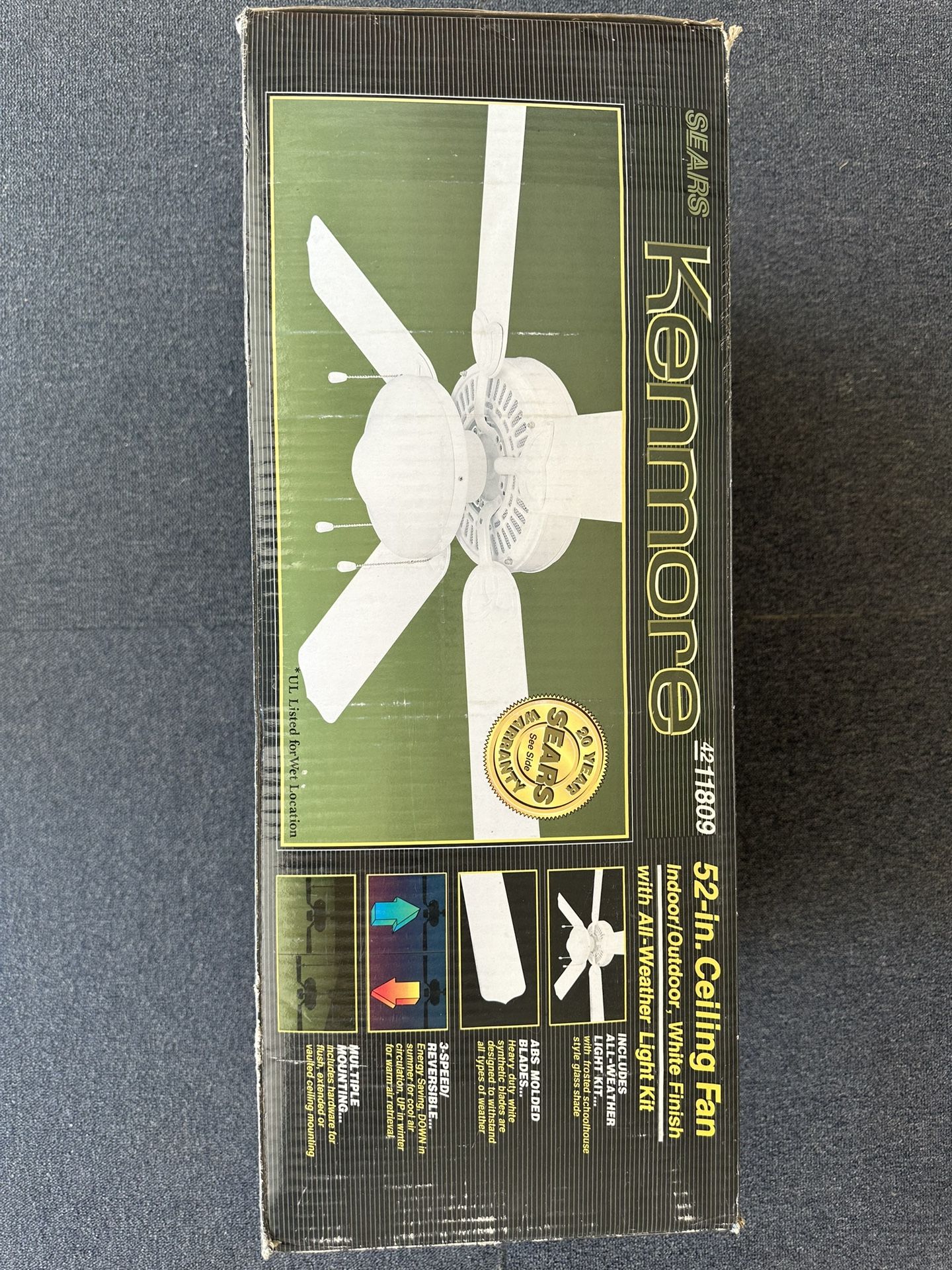 52 Inch Ceiling Fan With Light New In Box