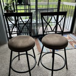 Wood & Suede Bar Stools 
