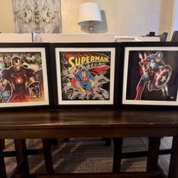 Super Hero Shadow Boxes - Ironman, Superman, Captain America