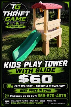 Kids Plastic Play Tower with Slide FREE DELIVERY 60$$