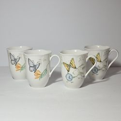 4 Lenox Butterfly Meadow Mugs