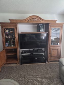 Solid Wood Entertainment Center / Wall Unit