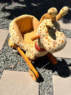 LaBebe Wooden Plush Giraffe Toddler Seat Rocker Chair