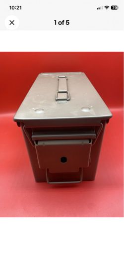 M2A1 50 cal Metal Army Military Ammunition Ammo Storage Box Tan