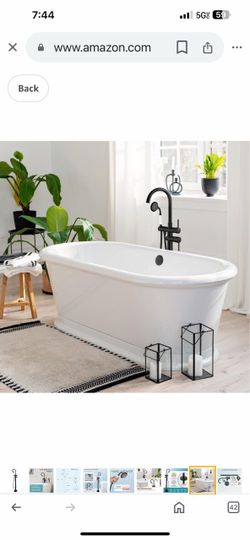 gotonovo Matte Black Freestanding Bathtub Faucet with Hand Held Shower Spray Tub Filler Floor-Mount High Flow Bras C38