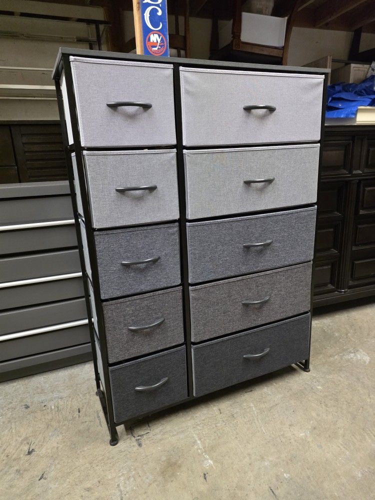 Gray Fabric 10 Drawer Dresser / Organizer