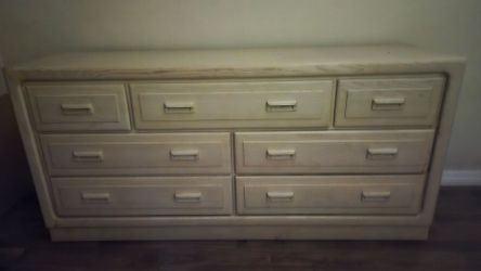 Wide, beige dresser
