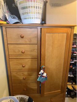 Solid Wood Kids Wardrobe Armoire with Drawers – Excellent Condition