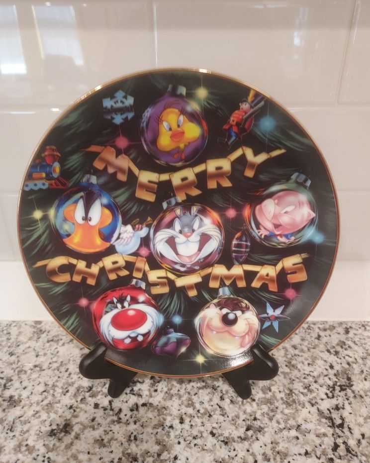 Vintage Warner Bros Gallery Looney Tunes Limited Edition Christmas Plate  - New Condition 