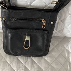 Black Leather Cross Body Or Shoulder Purse