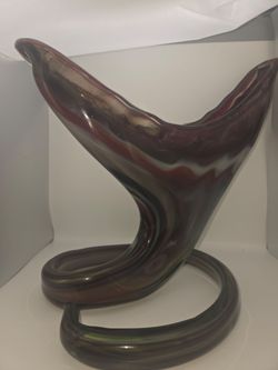 Art Glass Sculptural Vase with Coiled Base