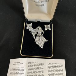Black Hills Silver Earrings and Brooch Set