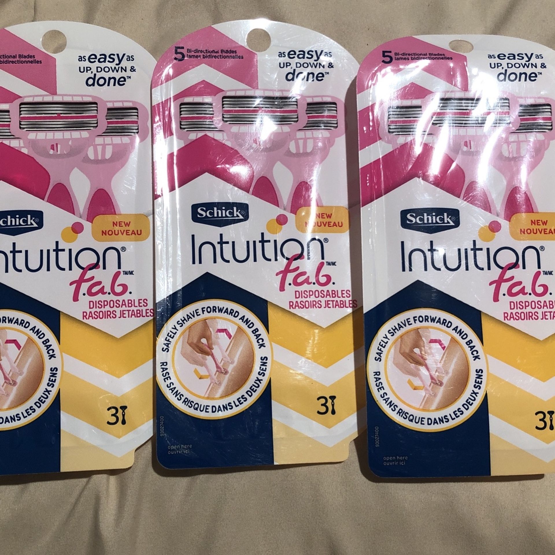 3 Pack Schick Intuition Fab Disposable Razor 
