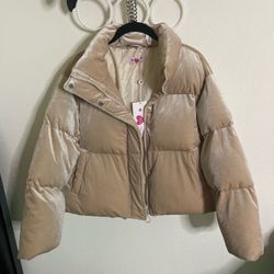 Velvet Pink Puffer Jacket - (Brand New) By Buddy Love