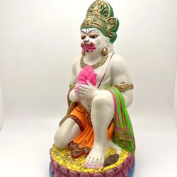 Hanuman Handmade Moulded and Fired from Ganges river Clay Lord Idol Sculpture 8”