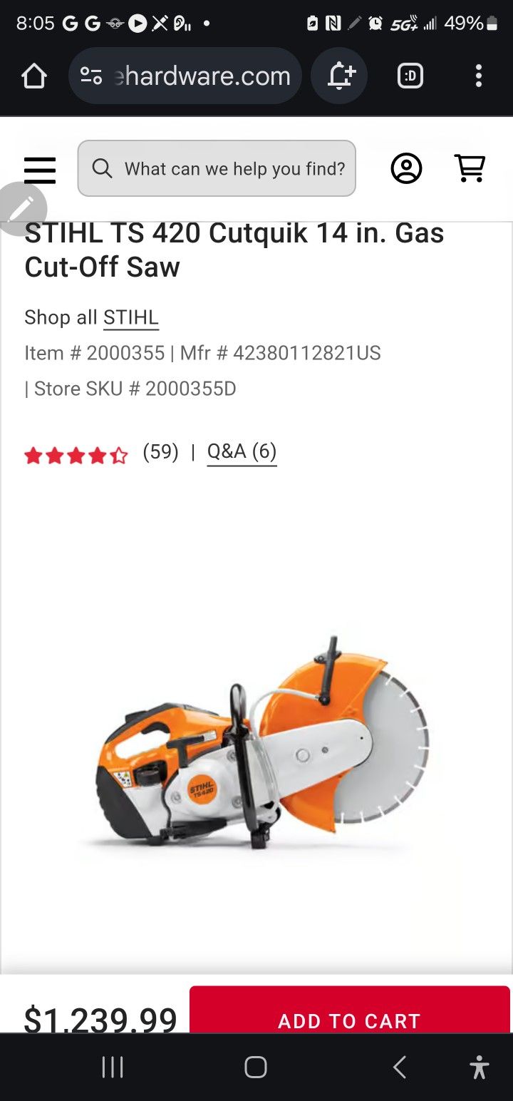 Stihl Ts 420 Concrete Saw