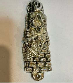 VINTAGE 925 STERLING SILVER ELECTROFORM MEZUZAH CASE JERUSALEM WALL JUDAICA