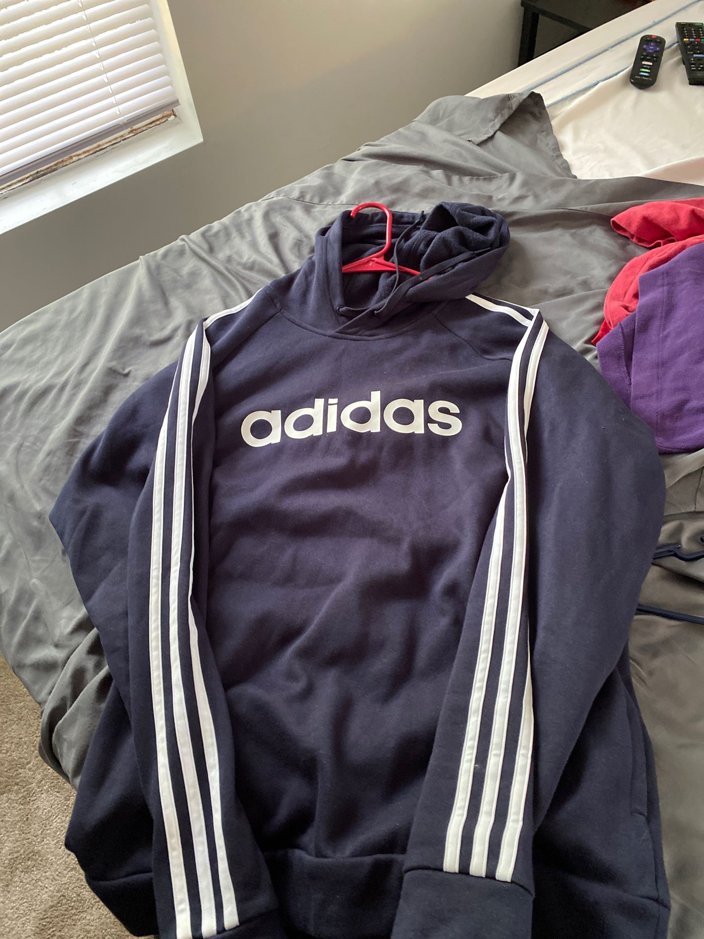 Navy adidas large fitted hoodie